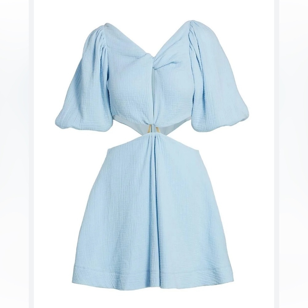 Jonathan Simkhai Swim Women's Helen Cutout Puff Sleeve Mini Dress Blue Size S - Picture 4 of 7